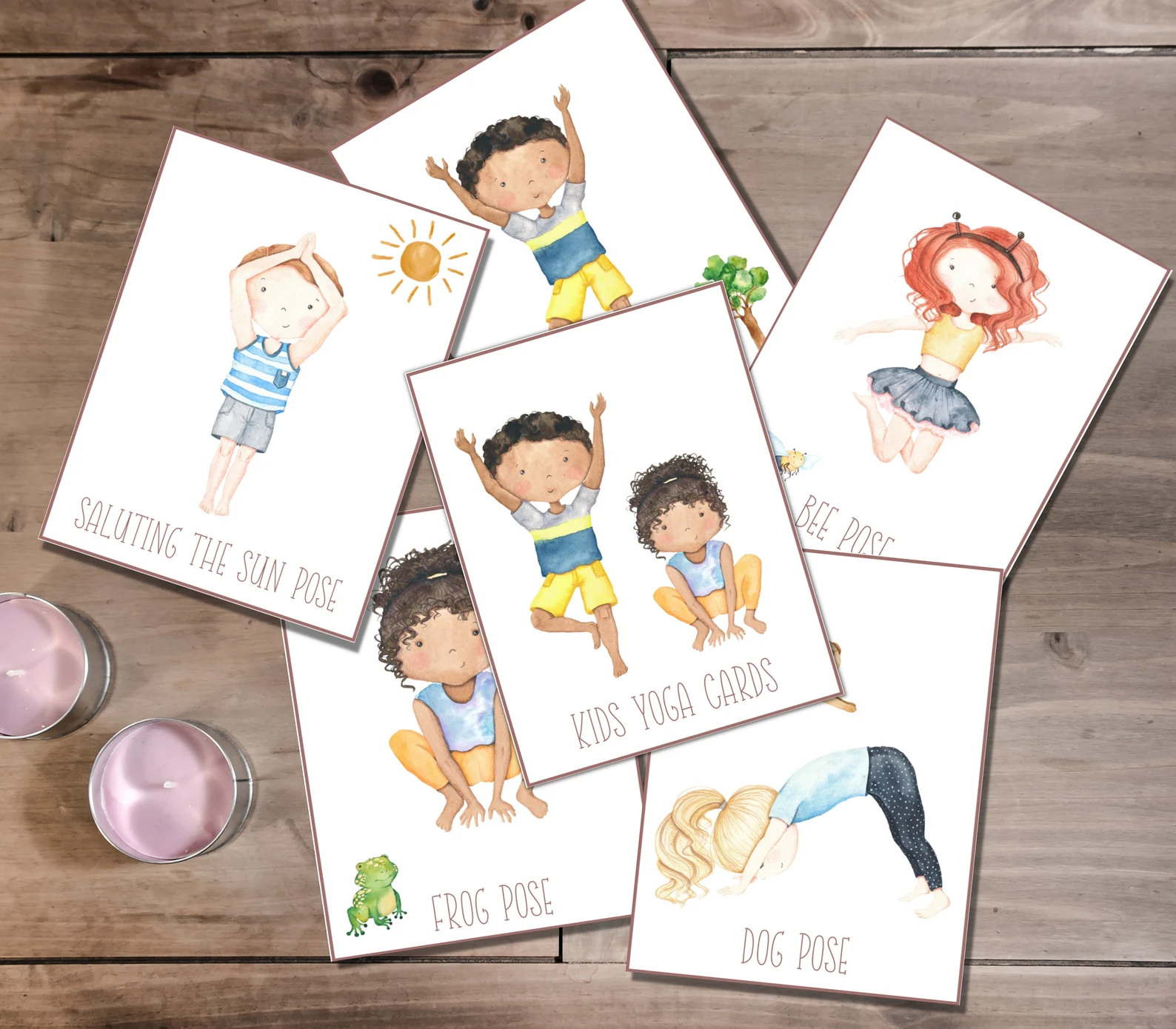 Beautiful yoga cards collection with various poses